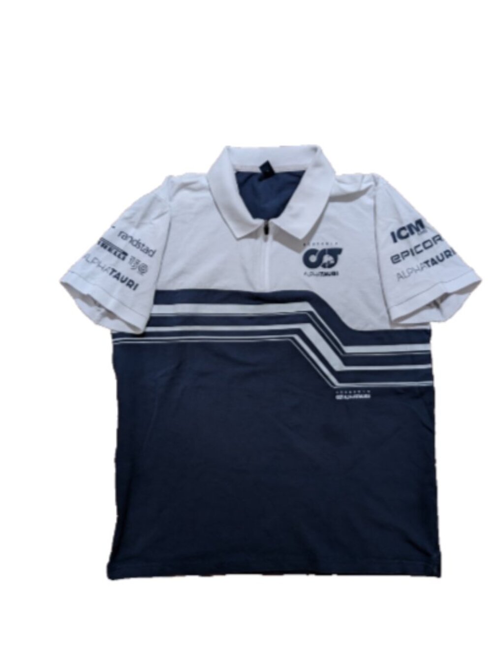 Scuderia AlphaTauri Shirt Navy Blue & White 2022 F1 Team 1/4 Zip Polo Sz Mens L